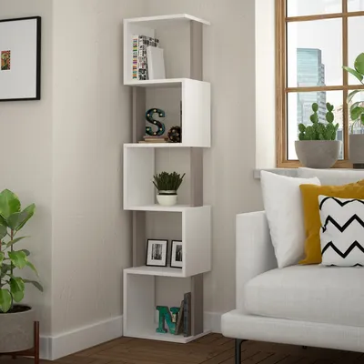 Immagine prodotto di Skye Decor, Piri - Bianco, Moka chiaro, Librerie, Bianco, 35 x 161 x 30 cm