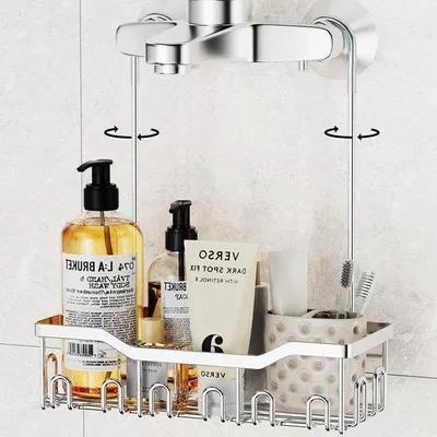 Image de Douche en acier inoxydable argentée, sans perçage