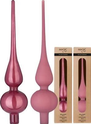 Produktbild von Christbaumspitze Glas 26cm 1 Stück matt / glänzend sort. - Dusty Rose