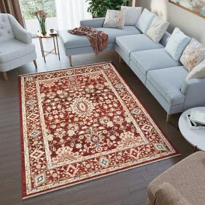 Image de Tapis RIVIOLI Design moderne Beige Rouge Salon 240 x 330 cm