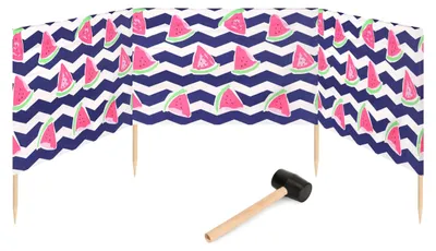 Produktbild von Garronda Strand Windschutz Sichtschutz 4m lang plus Gummihammer GAEX001 (Wassermelone-2, 4 m)