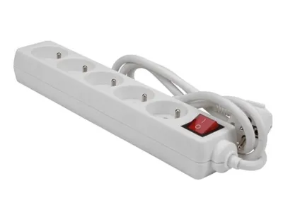 Produktbild von Perel Steckdosenleiste mit Schalter, 5 Typ-E-Steckdosen mit Kindersicherung, 1,5 m H05VV-F 3G1.5