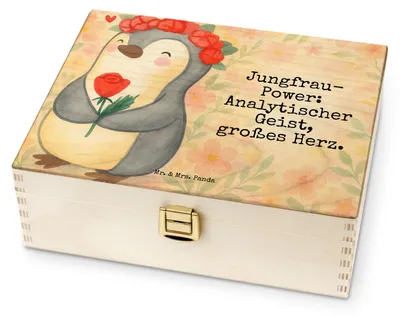 Produktbild von Mr. & Mrs. Panda Teebox Jungfrau Astrologie Design - Weiß - Geschenk, Sternzeichen, Holz, für Paare, Tee Organizer, Geschenke Frauen, Geburtstagsgeschenk, Box