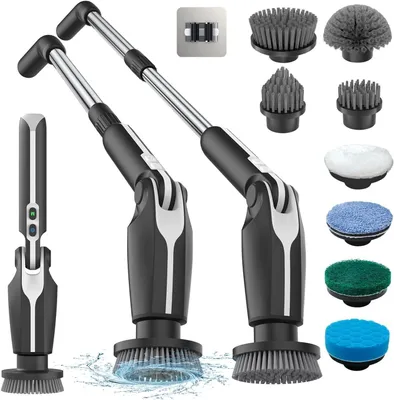 Produktbild von Elektrische Reinigungsbürste – Drehbare Bürste – Für die Reinigung von Badezimmern – Mit Fernbedienung – 38-132 cm – Schwarz