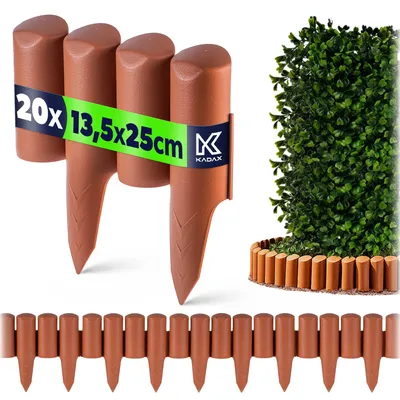 Produktbild von KADAX Garten-Palisade-Einfassungszaun, 5 m, Rasenkante, Kunststoff, Terrakotta