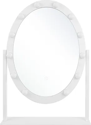 Produktbild von BELIANI Badspiegel Weiß 50 x 60 cm Eisen mit LED Beleuchtung Oval Glamour Modern