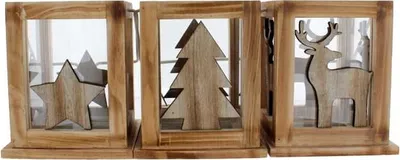 Obrázok produktu pre Štvorcová lucerna – hnedá – cca 14 x 14 x 17 cm – 1 ks