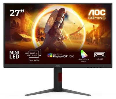 Produktbild von Gaming Monitor AOC U27G4XM, 27 Zoll, 4K UHD, 160Hz, MiniLED Fast IPS, 0.5ms, G-SYNC kompatibel