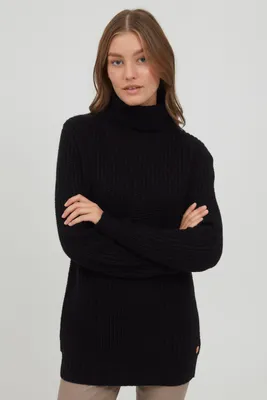 Produktbild von OXMO OXNanna Strickpullover Damen Grobstrickpullover Pullover mit Rollkragen Regular Fit