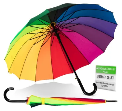 Zdjęcie produktu dla Omgoods - Automatyczny parasol z motywem tęczy o średnicy 100 cm