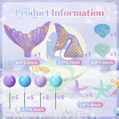 Imagen del producto de Decoraciones para pastel, motivos marinos, 26 piezas, para decoración de fiestas de cumpleaños