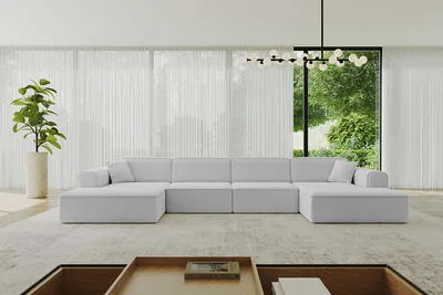 Produktbild von ALTDECOR Ecksofa in U-Form IREA-U2-v3 386x165x77 cm Hellgrau Corner Sofa Bett Eckcouch Couch L-Form Wohnlandschaft Cauchsofa