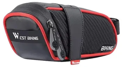 Image de Sacoche de selle de vélo, étanche, grande capacité, 1,8L, noir et rouge