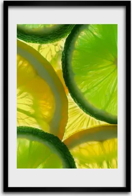 Produktbild von Bild - Bilderrahmen - 40 cm x 60 cm - MDF - Rahmen - Wandkunst - Limette und Zitrone