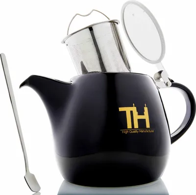 Produktbild von Thiru Teekanne mit Siebeinsatz - 1200ml - Handfertigung - Porzellan – Teekanne