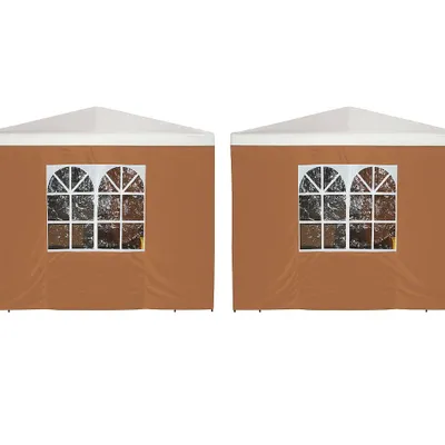 Produktbild von DEGAMO Pavillon Seitenwände mit Fenster, 3x1,9m, Polyester terracotta, 2er Set