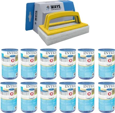 Produktbild von Intex - Filter Typ B - 12 Stück - Passend für Filterpumpe 28634GS & WAYS Scheuerbürste