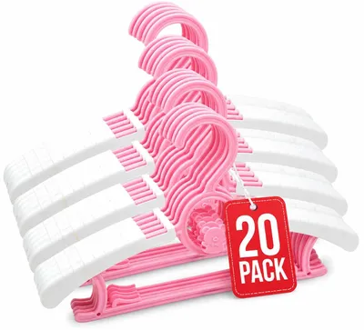 Image de COM-FORT HOUSE Lot de 20 cintres en plastique pour enfants Rose