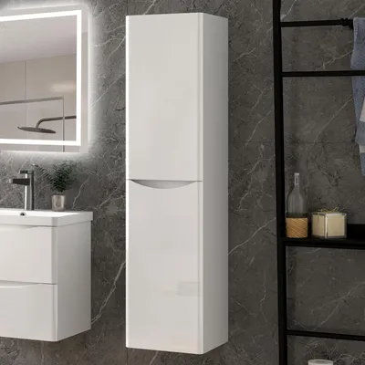 Produktbild von Hochschrank 140cm Hängeschrank Badschrankmit Soft-Close Badezimmer Schrank Weiß Hochglanz