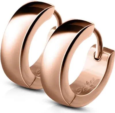 viva-adorno 1 Paar Damen Ohrringe Creolen Edelstahl glänzend poliert ER94_4mm, rosegold