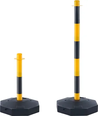 Produktbild von SucceBuy verstellbare Verkehrsleitkegel, 4er-Pack mit befüllbarem Sockel und 2,44 m langer Kette zur Verkehrsregelung, Warnung auf Parkplätzen, Baustellen, Vorsichtsstraßen, Gelb und Schwarz