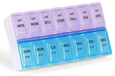 Produktbild von Tablettenbox 7 Tage Morgens Abends 14 Fächer BPA-frei 12,5 x 7 x 2,5 cm