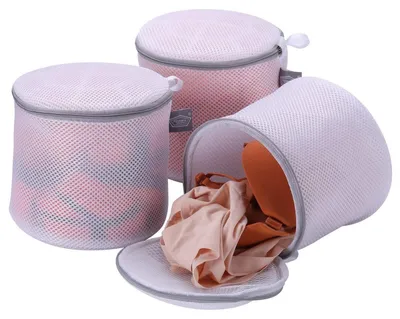 Produktbild von Waschbeutel für Dessous & Unterwäsche, 3er Set, Sandwichstoff, 17,8 x 17,8 cm