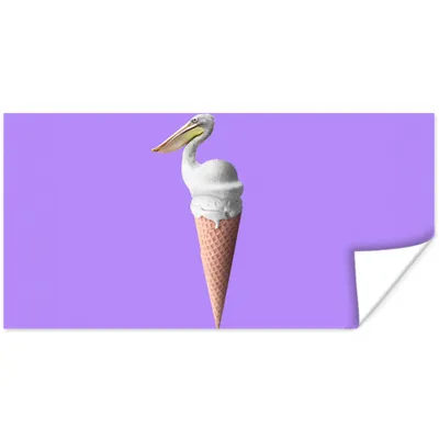 Produktbild von MuchoWow® Poster Eiscreme - Vogel - Pelikan - Weiß - Eistüte 160x80 cm - Foto Poster