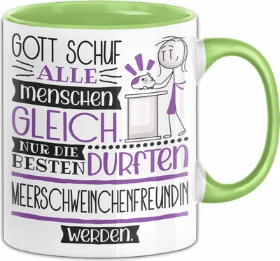 Produktbild von Meerschweinchenfreundin Geschenk Becher Tasse Gott Schuf Alle Menschen Gleich Nur Die Besten Durfeten Meerschweinchenfreundin Werden Geschenkidee Lustig (Grün)