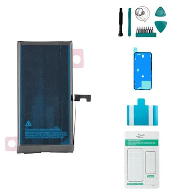 Produktbild von Akku-Set für Apple iPhone 15, 3349 mAh, inklusive magnetischer Schraubenmatte