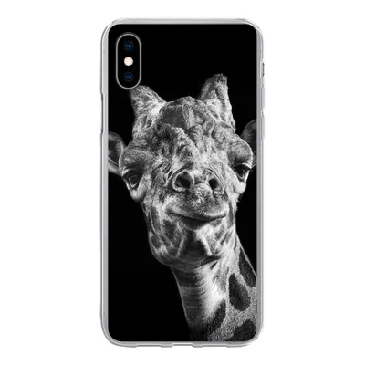 Produktbild von MuchoWow® Handyhülle Schutzhülle Hülle für iPhone Xs Giraffe - Tier - Schwarz - Weiß Silikon Softcase Handy Hülle - Handytasche