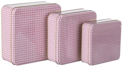 Imagen del producto de Omgoods - Juego de 3 latas cuadradas rosas para galletas