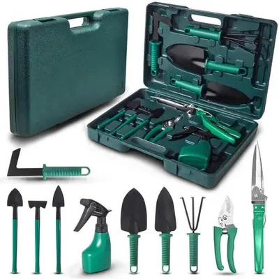 Produktbild von ZOLTA Gartengeräte Set 10 - 10 Garten Zubehör im Koffer 28x37,5cm - Werkzeuge für den Garten - Gartenwerkzeug - Gartenset für Gartenarbeit