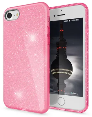 Produktbild von NALIA iPhone SE 2022 / SE 2020 / iP 8 / iP 7 - Glitzer Hülle Bling Case Handy Pink