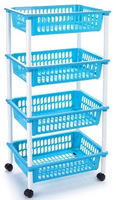 Produktbild von Plasticforte Kuchenwagen auf Radern - 4-lagig - blau - 8 cm