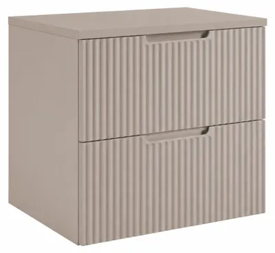Produktbild von Badezimmerschrank hängend 60 mit Schubladen, Korpus in Kaschmir + Platte in Kaschmir, mit Griffen, 60 x 46 x 58,6 cm, KI-generiertes Bild
