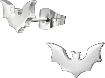 Produktbild von Ohrringe Ohrstecker 316L Chirurgenstahl mit Fledermaus in silber oder schwarz Farbe - Silber