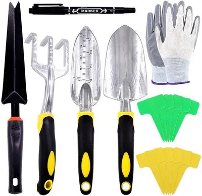 Image de Ensemble de 47 outils de jardinage, en acier allié, avec manche ergonomique
