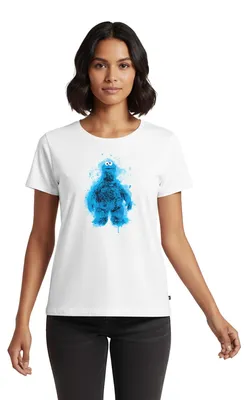 Produktbild von Spreadshirt Sesamstraße Krümelmonster Farbspritzer Frauen Premium T-Shirt, 5XL, Weiß