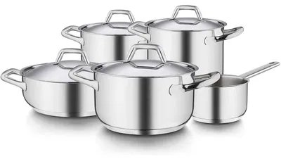 9-teiliges Edelstahl-Kochtopf-Set, 18/10, Induktion, 20 cm, 5 L
