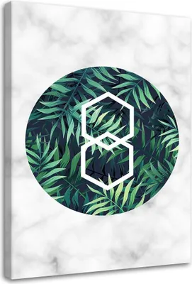 Produktbild von Leinwandbild farnblatt in einem kreis - marmor 40x60 cm Feeby grün wandbild bereit zum aufhängen