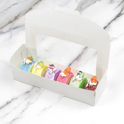 Productafbeelding van Famanu Mini Bakdozen, 20 stuks - 22 x 7 x 5 cm - Bakdoos met venster voor gebak - Dessertdozen voor taarten en lekkernijen