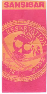 Produktbild von Sansibar Strandlaken Reservation Design Badetuch Saunatuch Handtuch, 100x180 cm, pink/orange