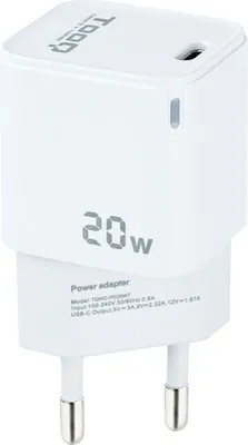 Produktbild von TooQ TQWC-PD20WT Wall Charger / 1xUSB Type-C / 20W / White