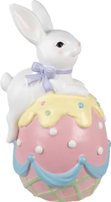 Produktbild von Clayre & Eef Dekorationsfigur Kaninchen 32x28x55 cm Weiß Rosa Keramikmaterial