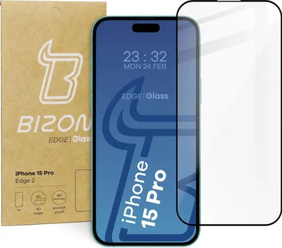 Produktbild von Szkło hartowane Bizon Glass Edge 2 do iPhone 15 Pro, czarne