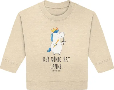 Produktbild von Mr. & Mrs. Panda Organic Baby Pullover Einhorn König mit Schwert 24. - 36. Monat - Natural Raw - Geschenk, Bullover, Ritter, Einhörner, Unicorn, Mittelalter