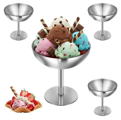 Produktbild von Solidchoice – Set aus 4 Edelstahl-Eisbechern, 10 cm, für Desserts