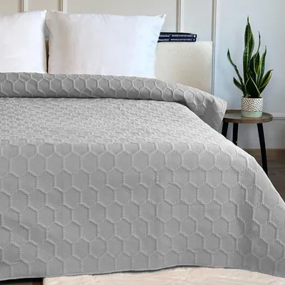 Produktbild von Tagesdecke Steppdecke Bettüberwurf Parla 3D Hellgrau 220x240 cm