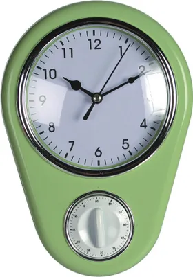 Produktbild von Küchenuhr Wanduhr »Kitchen« Retro Uhr 50er Jahre mit Kurzzeitwecker Eieruhr Grün